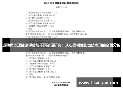 运动员心理健康评估与干预策略研究：从心理韧性到竞技表现的全面分析
