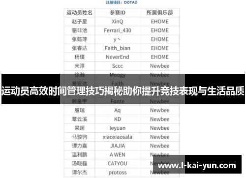 运动员高效时间管理技巧揭秘助你提升竞技表现与生活品质